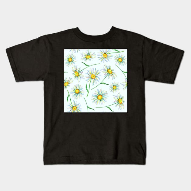 Watercolor daisies pattern Kids T-Shirt by olgart